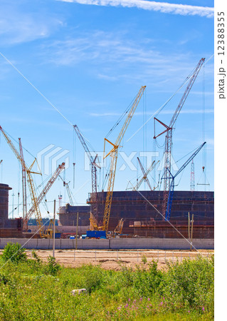 Building of a new part of sea trading port of the Ust- Luga. Russia... Building of a new part of sea trading port of the Ust- Luga. Russia... 12388355
