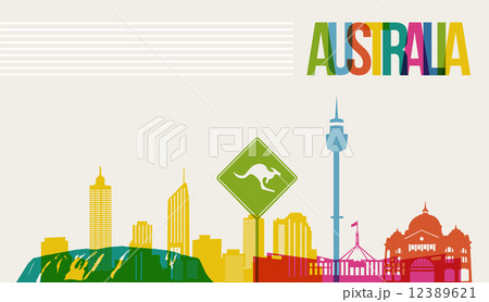 Travel Australia destination landmarks skyline background 12389621