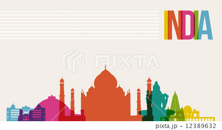 Travel India destination landmarks skyline background Travel India destination landmarks skyline background 12389632