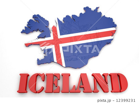 map illustration of Iceland with flag 12399231