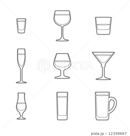 outline alcohol glasses icon set outline alcohol glasses icon set 12399667