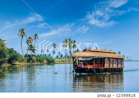 Houseboat on Kerala backwaters, India Houseboat on Kerala backwaters, India 12399818