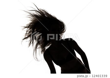 Shape of girl with long waving hair Shape of girl with long waving hair 12401339