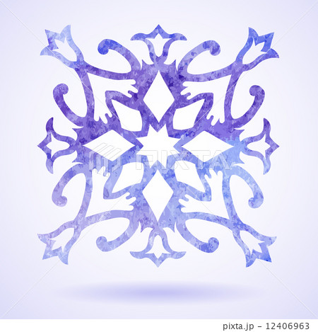 Watercolor blue painted Christmas snowflake 12406963