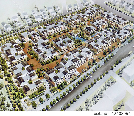 住宅鳥瞰図 集合住宅のイラスト素材
