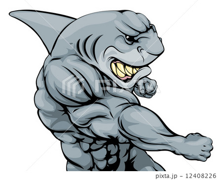 Punching shark mascot 12408226