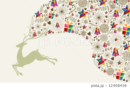 Vintage Christmas reindeer jumping Vintage Christmas reindeer jumping 12408436