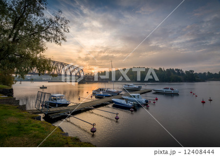 Recreational boats at sunrise Recreational boats at sunrise 12408444