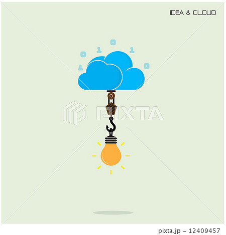 Flat cloud technology computing and creative bulb idea concept. 12409457