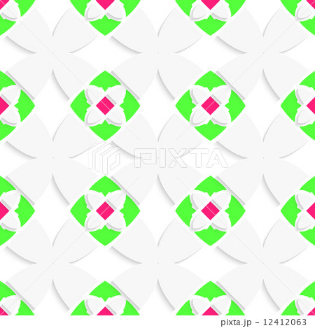White geometrical ornament with green and pink White geometrical ornament with green and pink 12412063