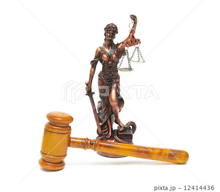 judges gavel and the statue of justice on a white background judges gavel and the statue of justice on a white background 12414436