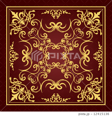 Gold ornament on brown background. Can be used as invitation car Gold ornament on brown background. Can be used as invitation car 12415136