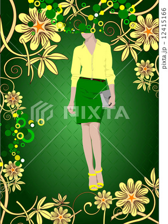 Flower poster with businesswoman image. Vector illustration 12415166