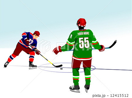 Ice hockey players poster. Colored Vector illustration for desig 12415512