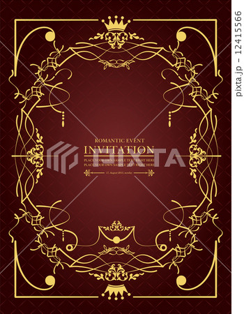 Gold ornament on brown background. Can be used as invitation car Gold ornament on brown background. Can be used as invitation car 12415566