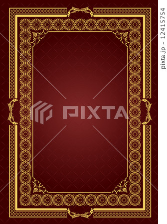 Gold ornament on brown background. Can be used as invitation car Gold ornament on brown background. Can be used as invitation car 12415754