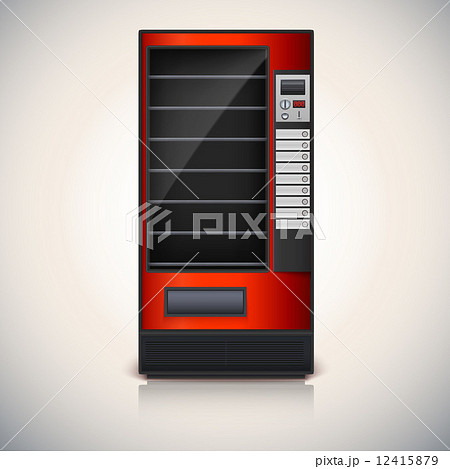 Vending Machine with shelves, red coloor. 12415879