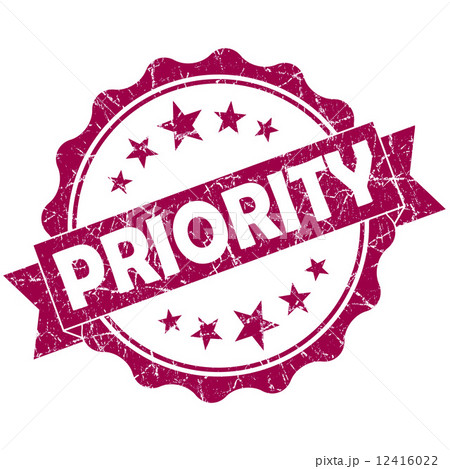 PRIORITY pink vintage round grunge seal isolated on white background 12416022