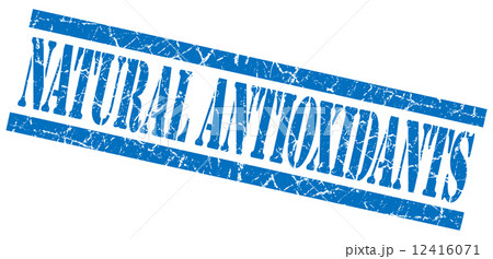 natural antioxidants blue square grungy isolated rubber stamp 12416071