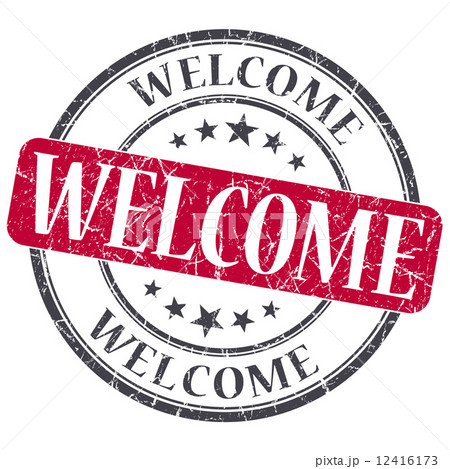 Welcome red grunge round stamp on white background 12416173