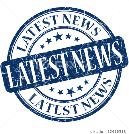 Latest news grunge blue round stamp 12416518
