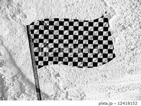 checkered flag  on Cement wall texture background design 12419152