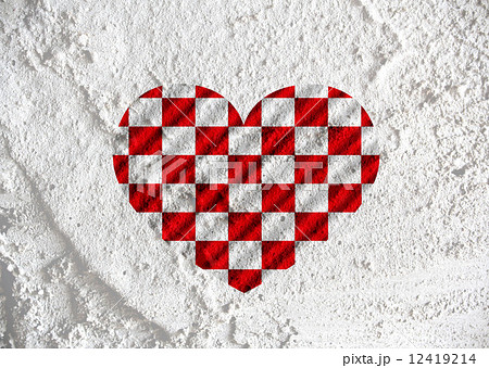 Love checkered  flag sign heart symbol on Cement wall texture ba 12419214