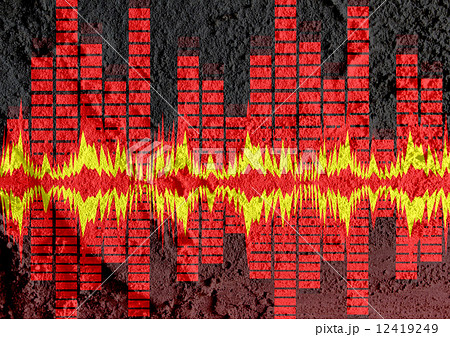 Sound Equalizer  on Cement wall texture background design 12419249