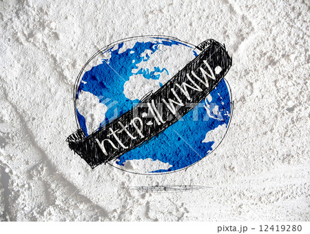 Globe earth idea   on Cement wall texture background design 12419280