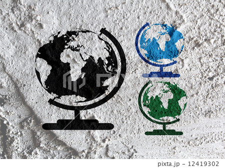 Globe earth idea on Cement wall texture background design Globe earth idea on Cement wall texture background design 12419302