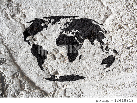 Globe earth idea on Cement wall texture background design Globe earth idea on Cement wall texture background design 12419318