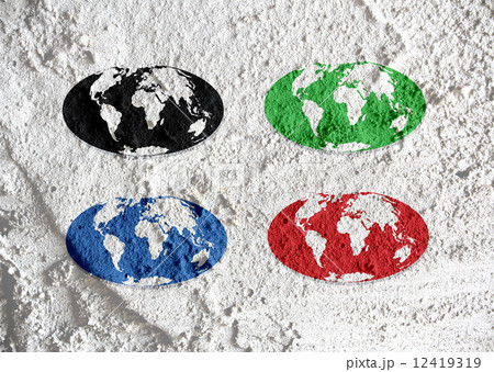 Globe earth idea   on Cement wall texture background design 12419319