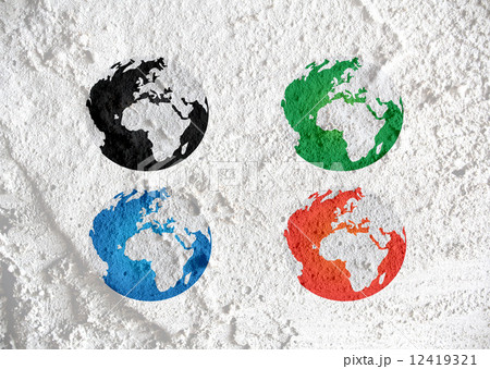 Globe earth idea on Cement wall texture background design Globe earth idea on Cement wall texture background design 12419321