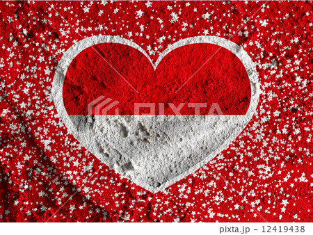 Love Indonesia  flag sign heart symbol on wall texture backgroun 12419438