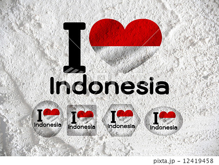 Love Indonesia  flag sign heart symbol on wall texture backgroun 12419458