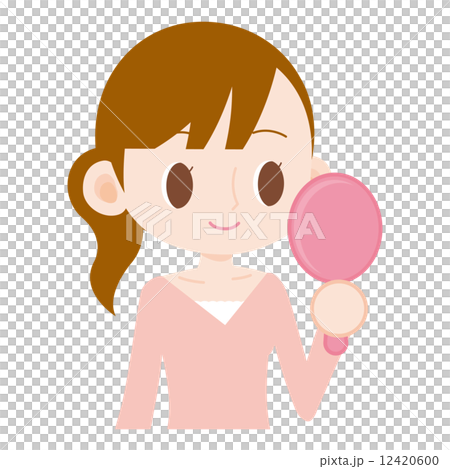 女性　手鏡を持つ　上半身 12420600