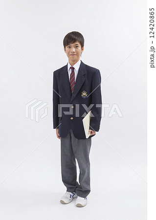 人物　中学生　白バック　イメージ 12420865
