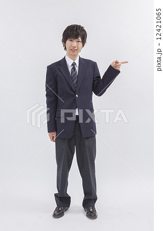 人物　高校生　白バック　イメージ 12421065