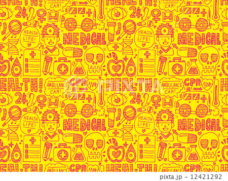 seamless doodle medical pattern 12421292