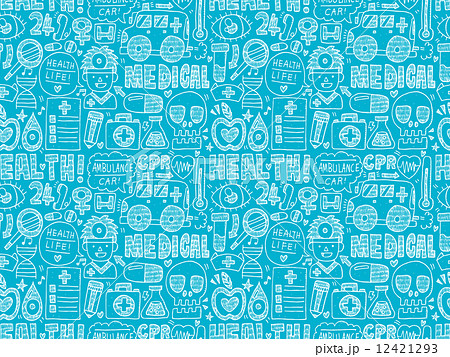 seamless doodle medical pattern 12421293