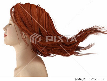 風になびく髪の女性 リアル３dcg イラスト素材のイラスト素材