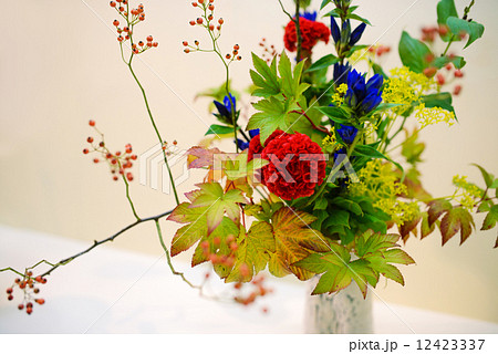 Japanese ikebana. Flower arrangement  12423337