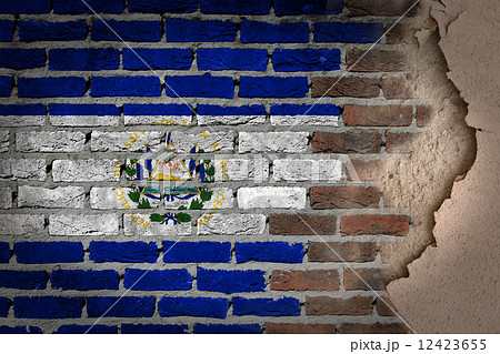 Dark brick wall with plaster - El Salvador 12423655