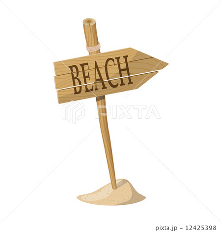 Wooden signpost indicating Beach direction 12425398