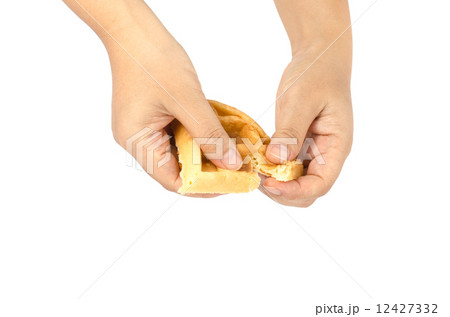 Hand holding waffle 12427332