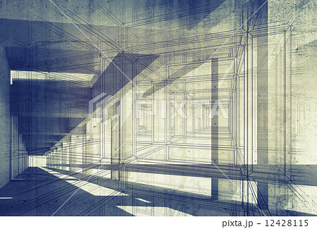 Abstract architecture 3d background with perspective 12428115