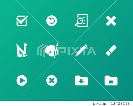 Application interface icons on green background. Application interface icons on green background. 12428118