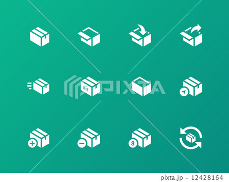Box icons on green background. 12428164