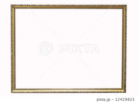 Gold wooden photo frame isolated 12429823
