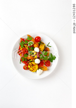 Grilled vegetables with mozzarella cheese 12431286